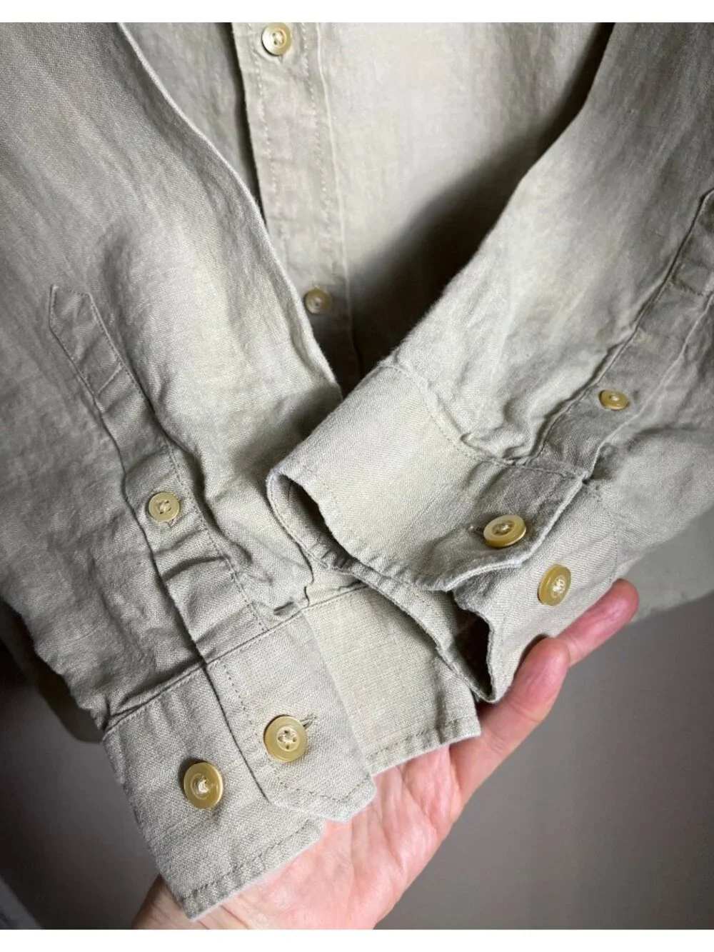 Vtg 06 Banana Republic Men 100% Linen Shirt Button Long Sleeve Casual Coastal XL - Picture 10 of 12
